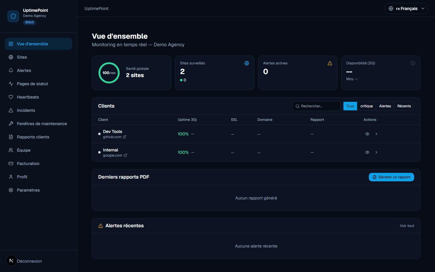 UptimePoint Dashboard